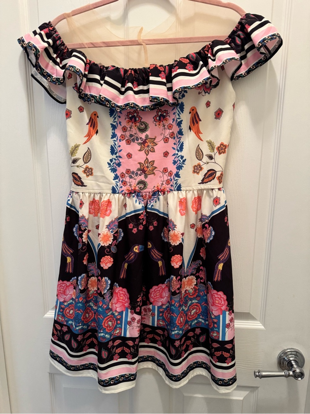 Dress Off-Shoulder Ruffle Mini – Large Boho Chic - Picture 6 of 7